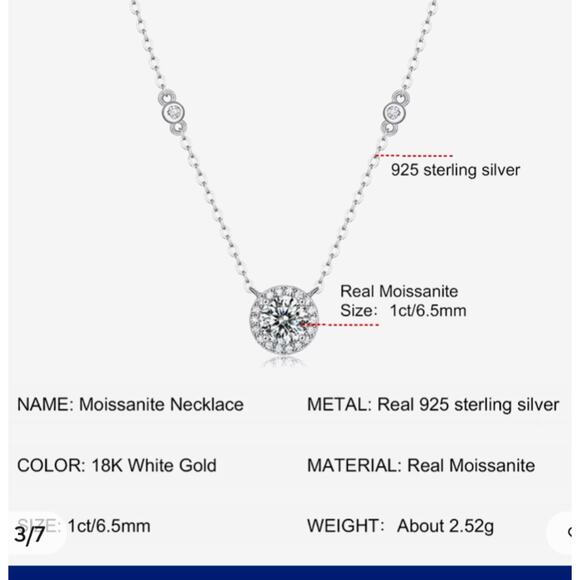 1CT MOISSANITE STERLING SPARKLING NECKLACE! GRA CERTIFIED CERTIFICATE! GORGEOUS! - Picture 9 of 13
